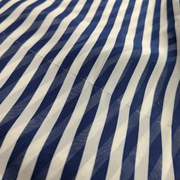 BCX Women's Sheer Striped Blouse Blue White, Size M, Long Sleeve, Button Front - Picture 14 of 16